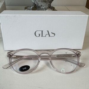 GLAS Premium Reading Glasses in Clear Quartz Emily Style Strength 3.00